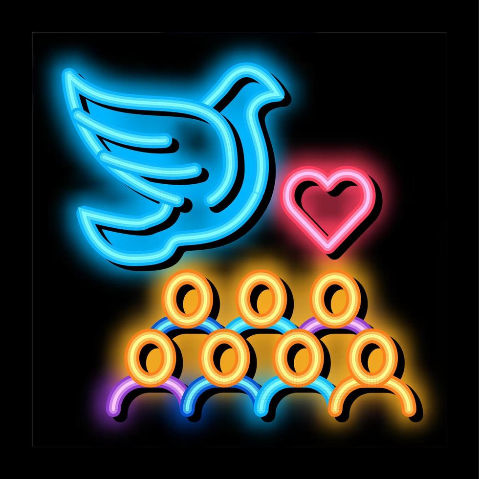 vrede en liefde van mensen neon gloed icoon illustratie vector