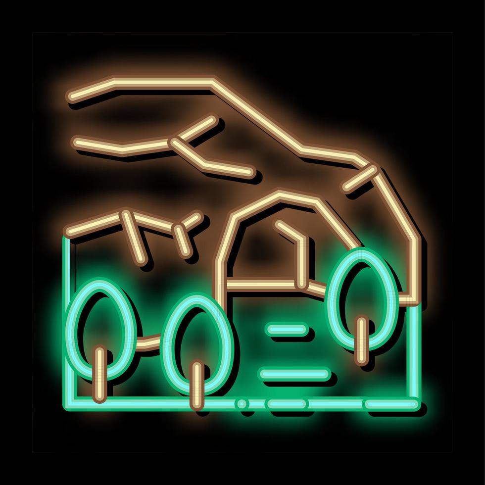 berg grot tussen Woud neon gloed icoon illustratie vector