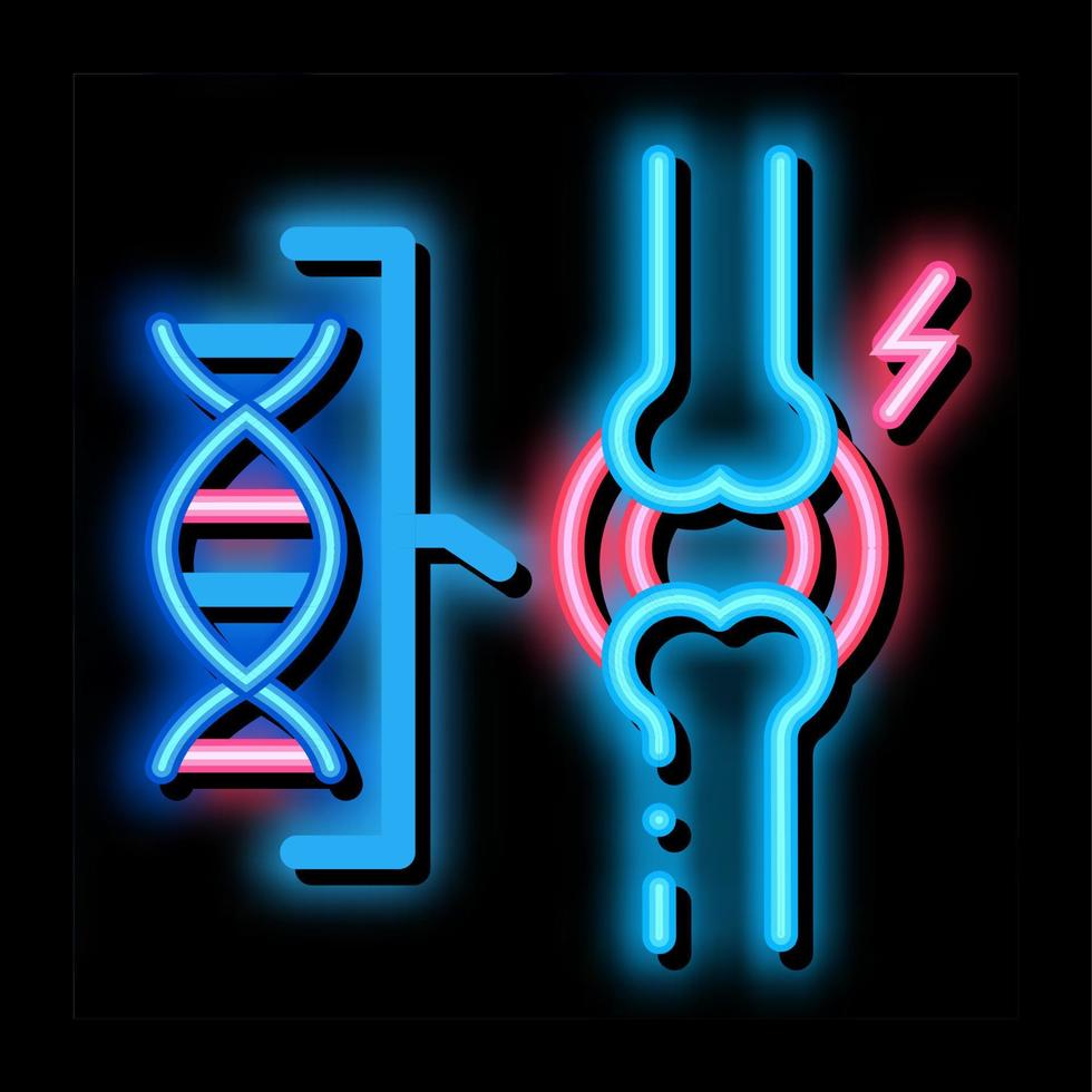 dna bloed gewricht pijn neon gloed icoon illustratie vector