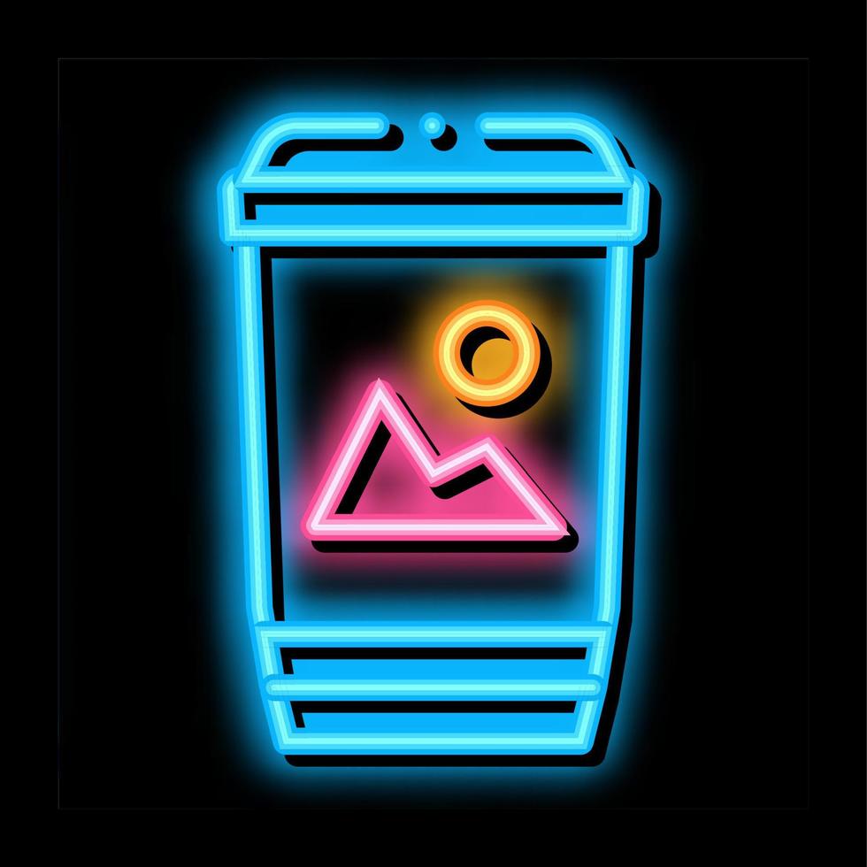 gedrukt papier kop etiket neon gloed icoon illustratie vector