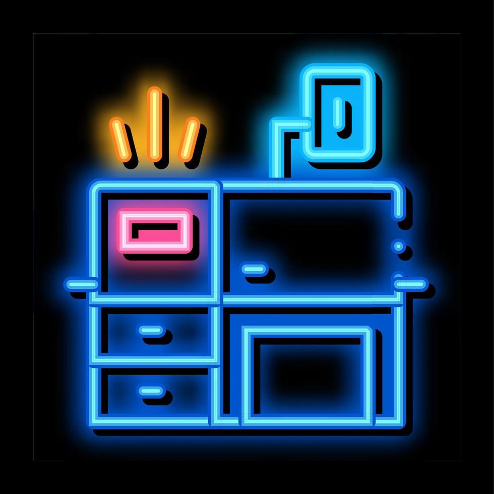 werkplaats bureau neon gloed icoon illustratie vector