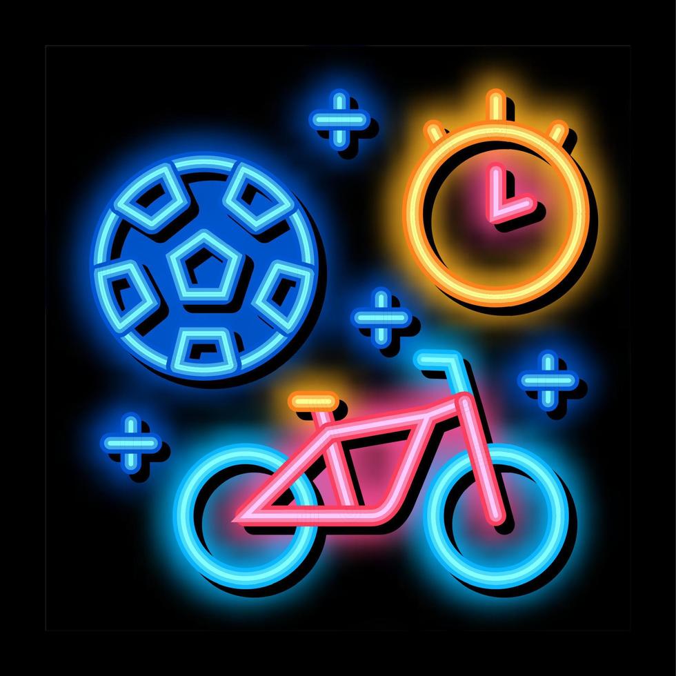 Amerikaans voetbal en fiets sport tijd neon gloed icoon illustratie vector