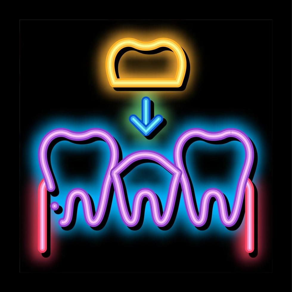 stomatologie tand kroon neon gloed icoon illustratie vector