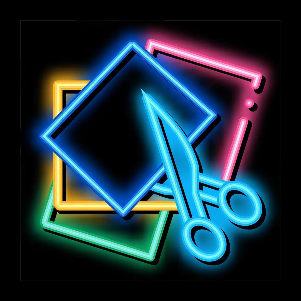 peuter- onderwijs besnoeiing schaar neon gloed icoon illustratie vector