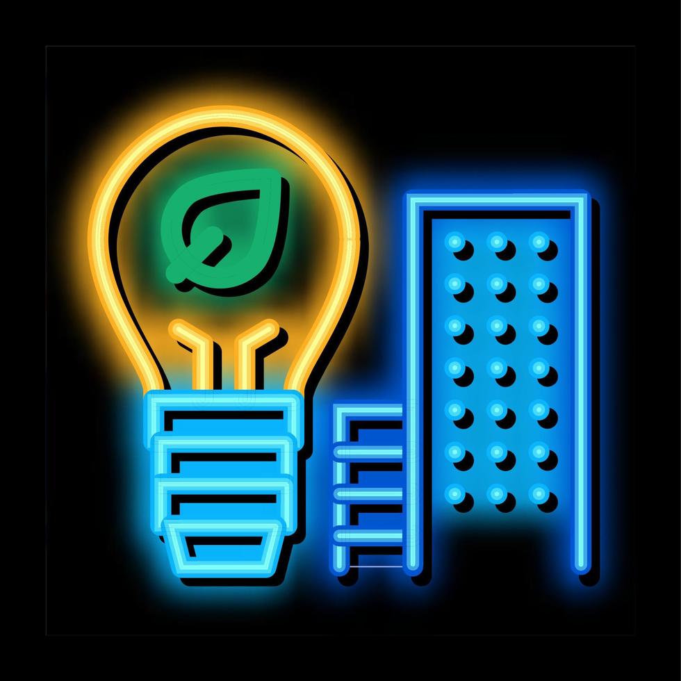 slim stad gebouwen neon gloed icoon illustratie vector