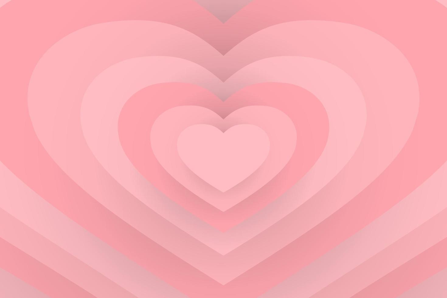 vector illustratie roze hart gestreept patroon 3d vorm schelp stijl, hart liefde abstract