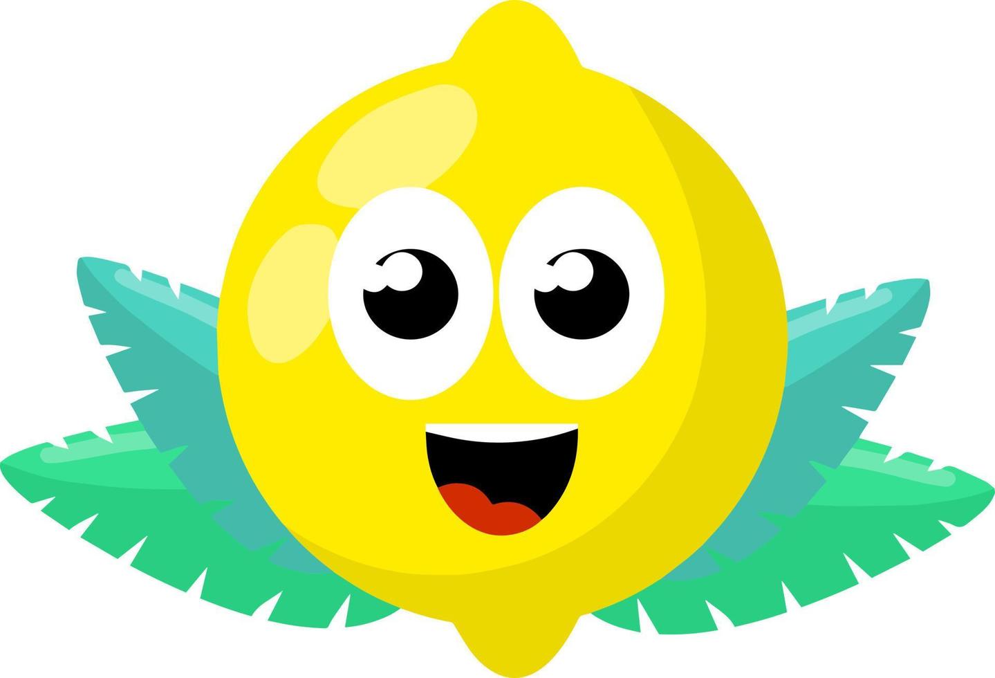 mascotte en emoties. grappig en schattig geel element. tekenfilm vlak illustratie. citroen met gezicht. ogen, mond Aan verzuren fruit. vector