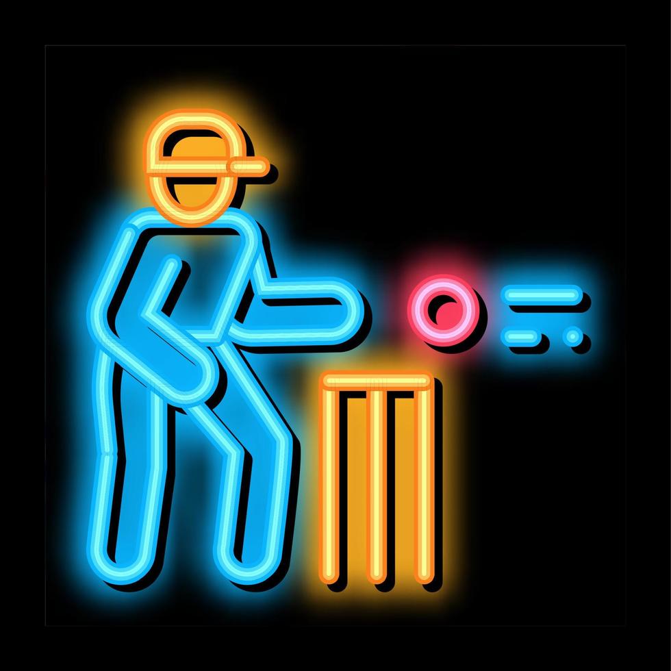 krekel speler het werpen bal neon gloed icoon illustratie vector