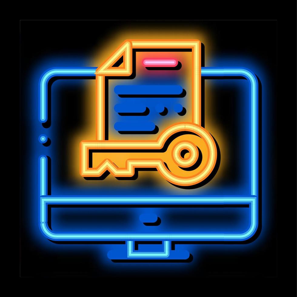 geheim documenten in computer neon gloed icoon illustratie vector