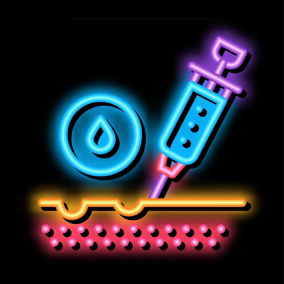 onderhuids injectie voor verjonging neon gloed icoon illustratie vector