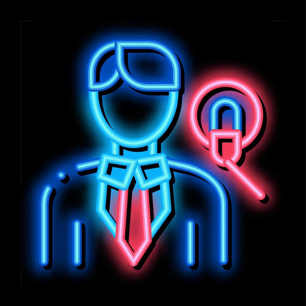 Mens gastheer met microfoon neon gloed icoon illustratie vector