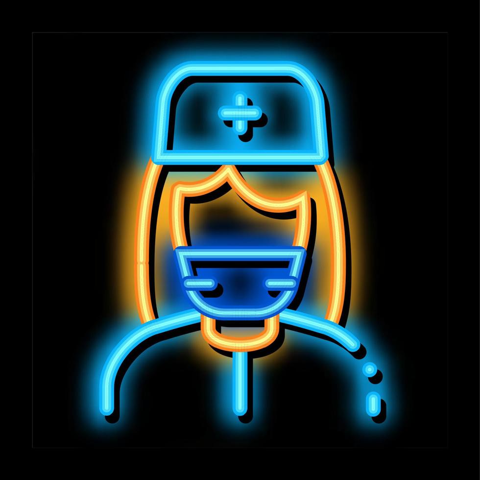 verpleegster paramedicus neon gloed icoon illustratie vector