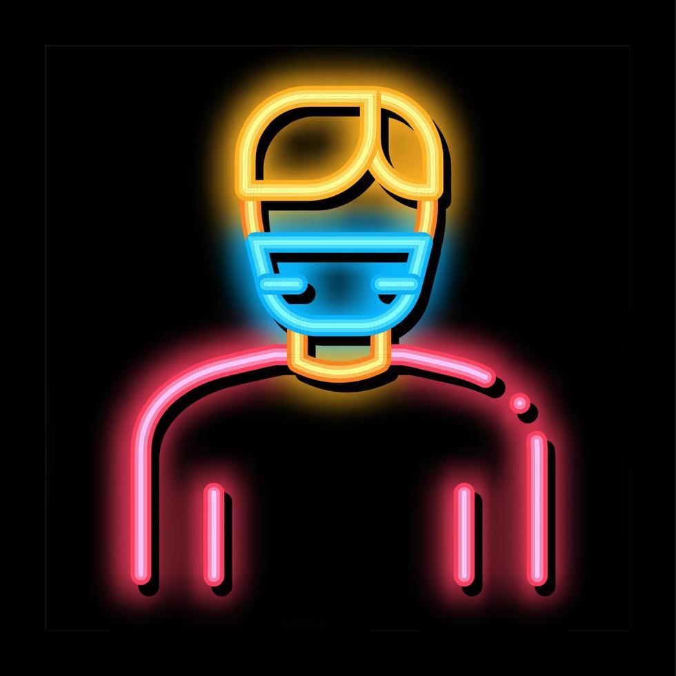 Mens gelaats masker neon gloed icoon illustratie vector
