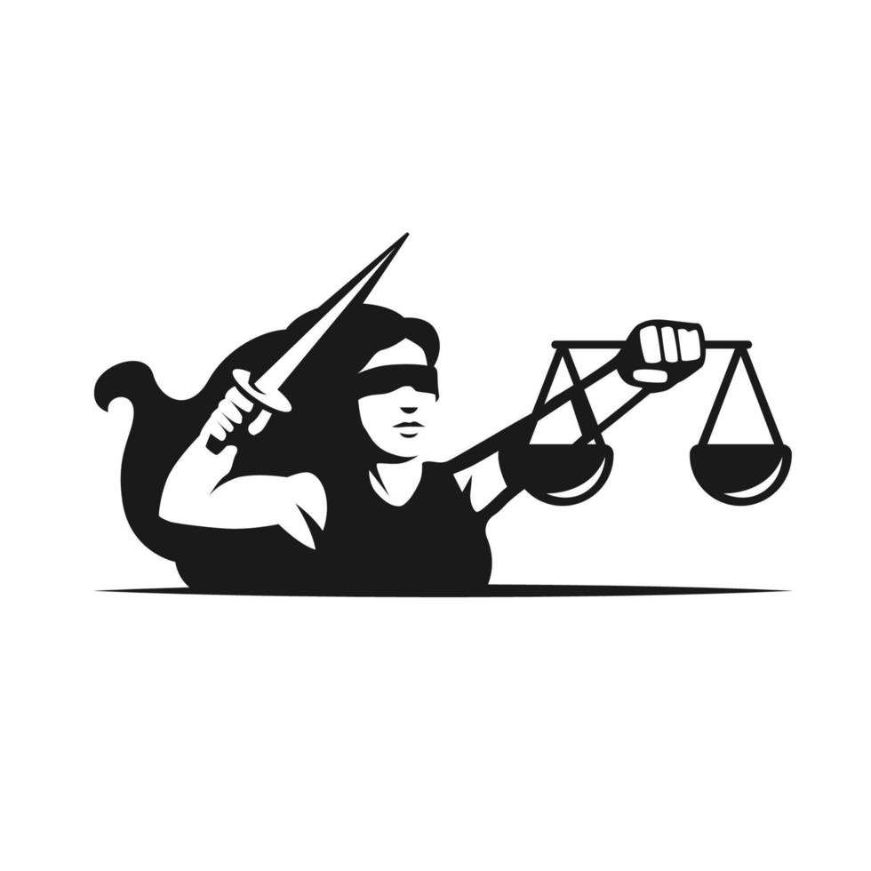 dame gerechtigheid themis logo icoon vector illustratie