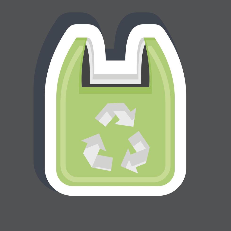 sticker gerecycled plastic tas. verwant naar milieu symbool. gemakkelijk illustratie. behoud. aarde. schoon vector