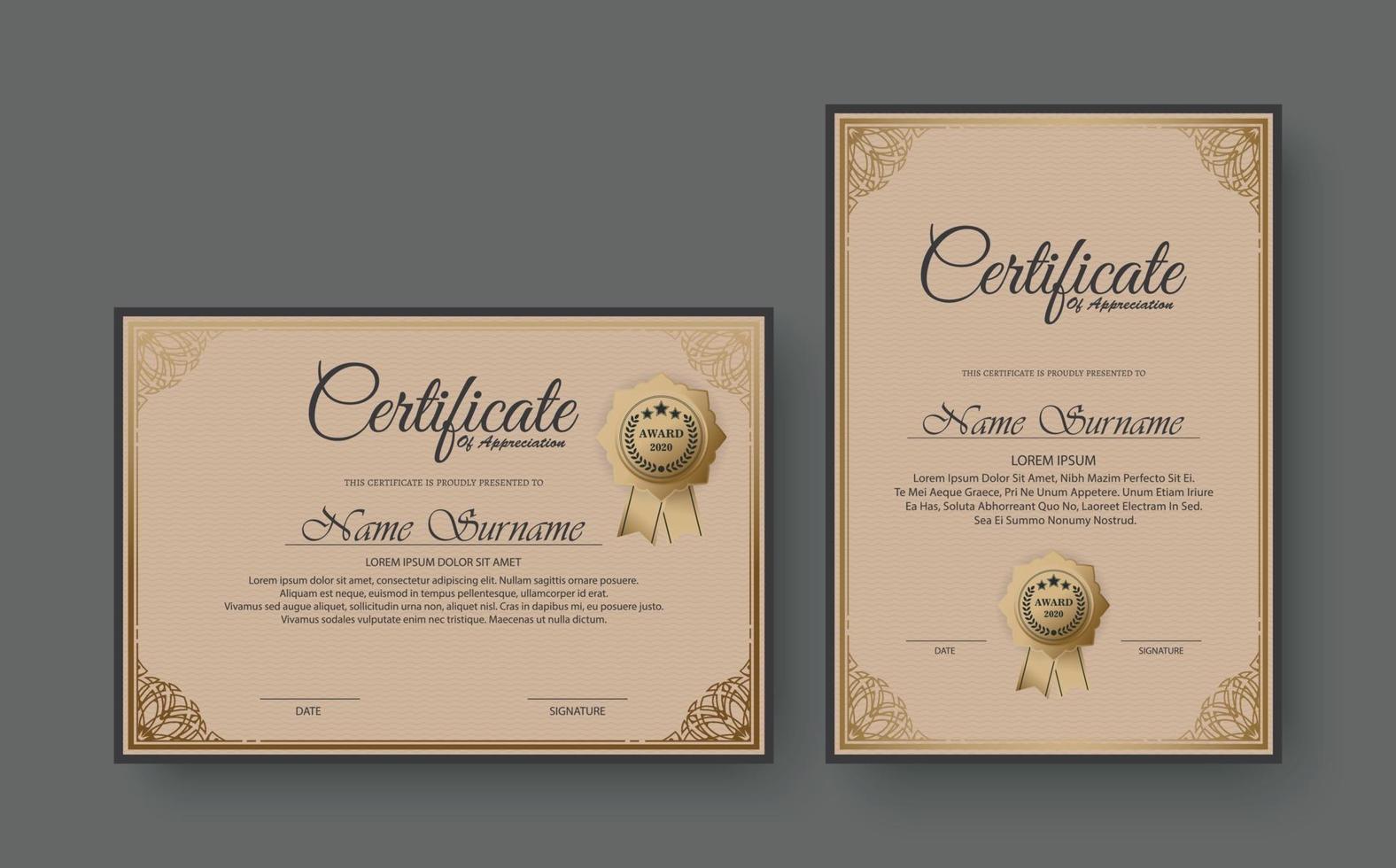 klassieke certificaat award ontwerpsjabloon set vector