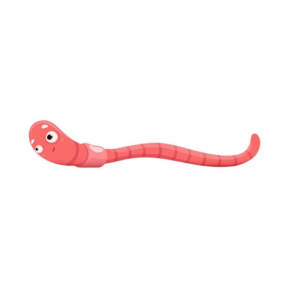 tekenfilm grappig aarde worm kruipen, vector regenworm