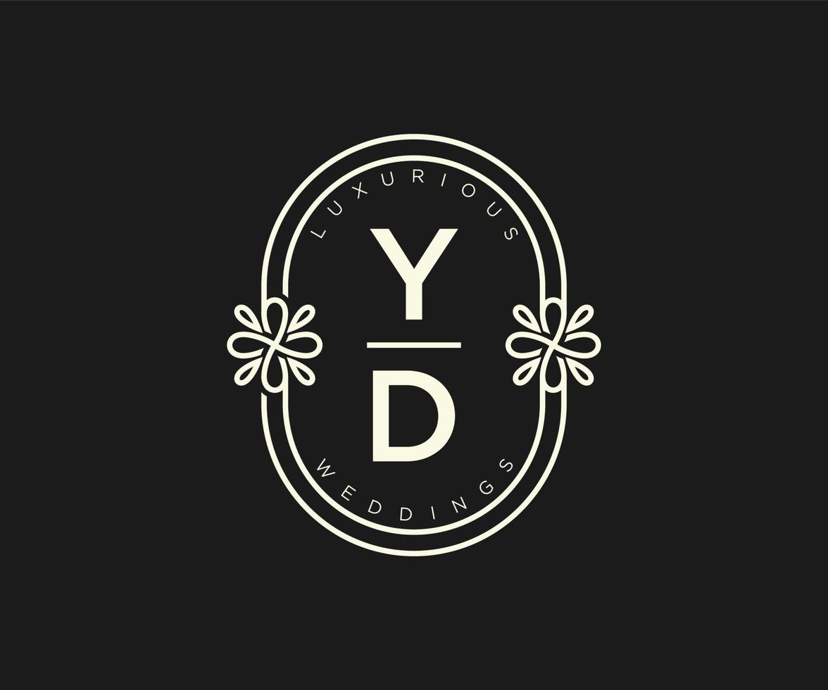 yd initialen brief bruiloft monogram logos sjabloon, hand- getrokken modern minimalistisch en bloemen Sjablonen voor uitnodiging kaarten, opslaan de datum, elegant identiteit. vector