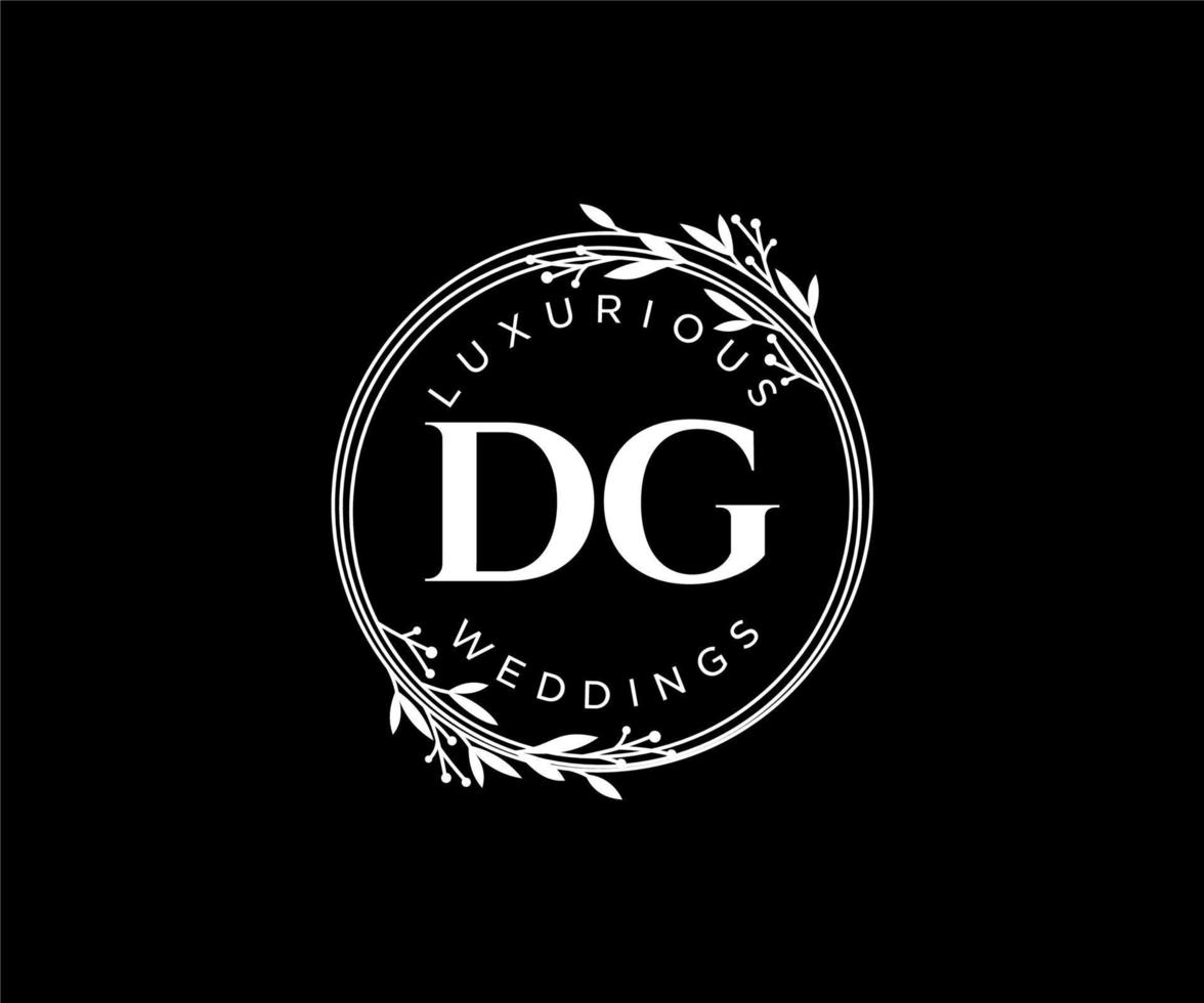 dg initialen brief bruiloft monogram logos sjabloon, hand- getrokken modern minimalistisch en bloemen Sjablonen voor uitnodiging kaarten, opslaan de datum, elegant identiteit. vector