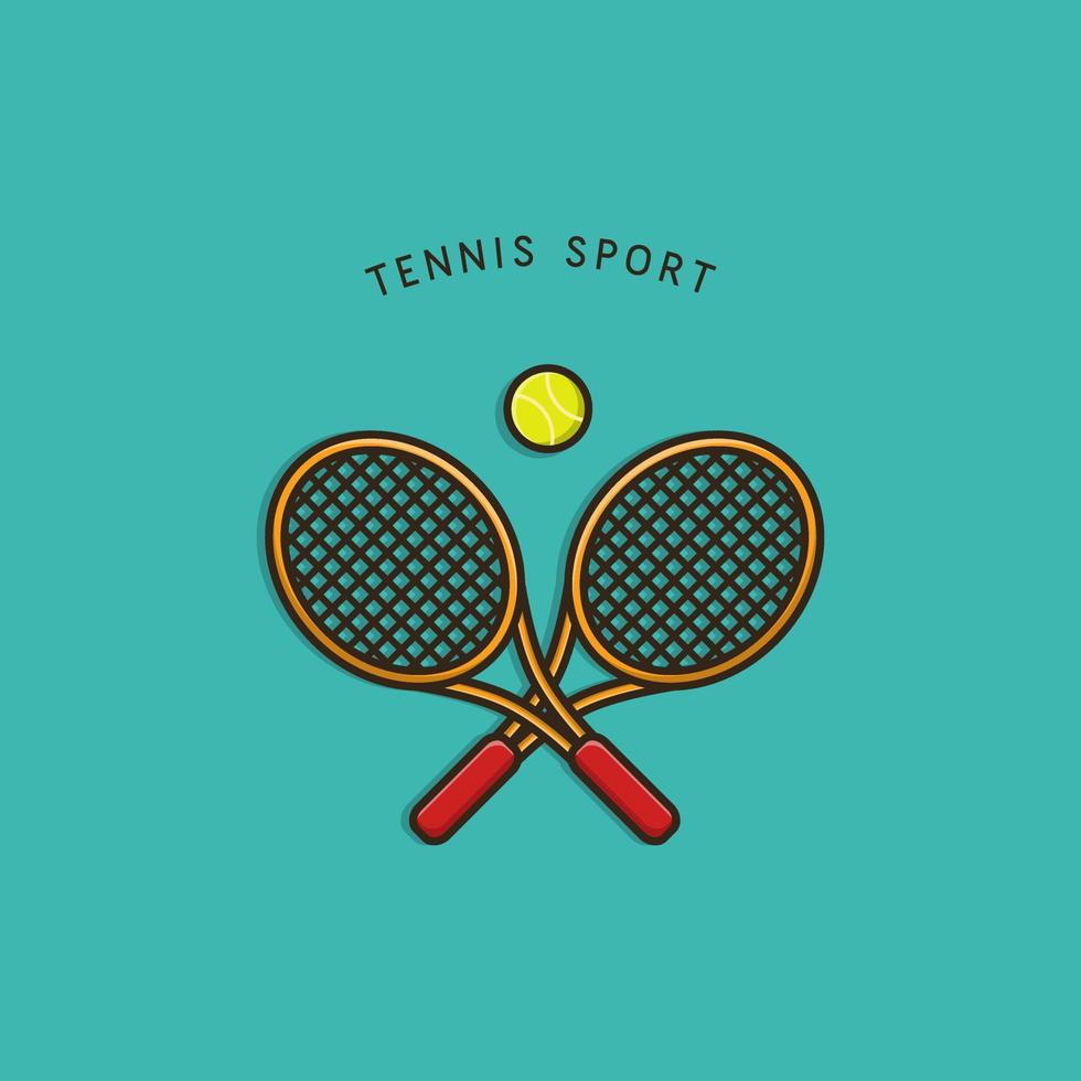 tennis sport racket en bal illustratie concept mascotte icoon ontwerp vector