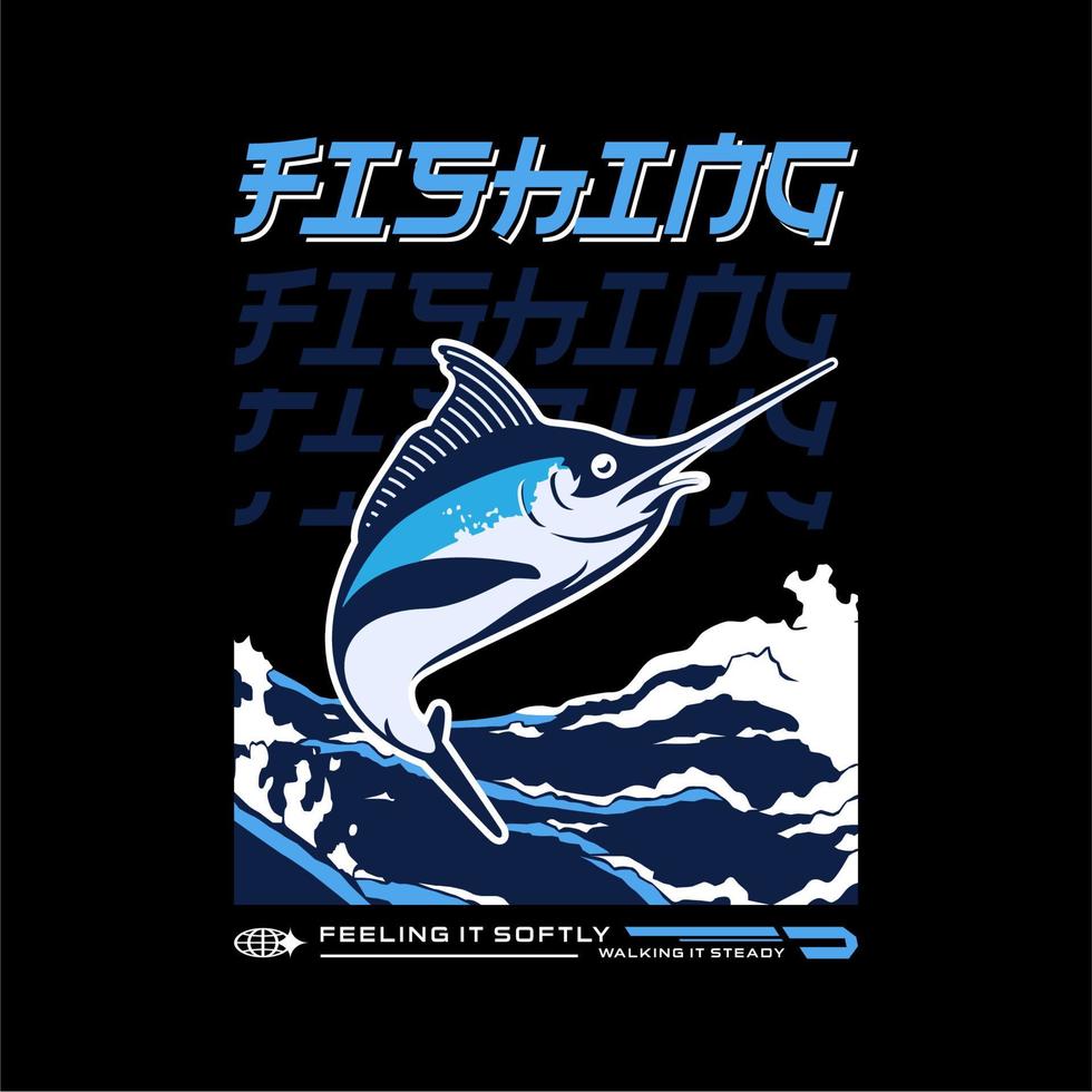 zwaardvis vector illustratie voor gedrukt t-shirt streetwear kleding