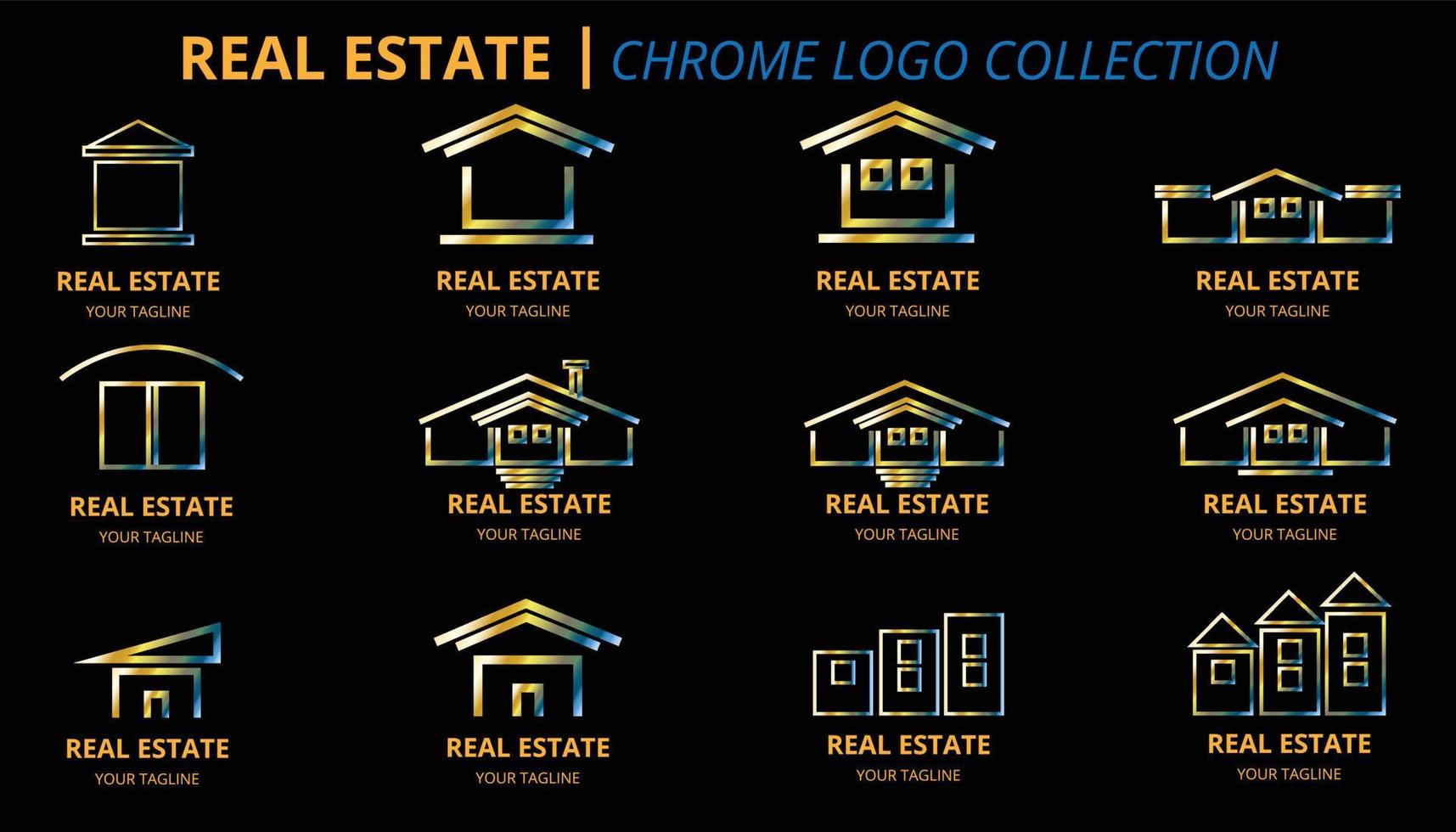 echt landgoed chroom logo verzameling vector