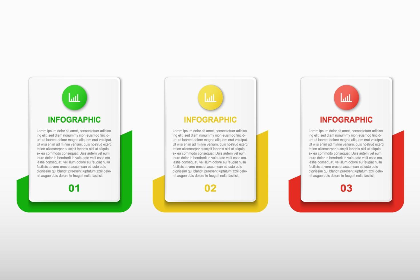 infographic ontwerp vector sjabloon met 3 ronde plein stap of optie en nummer. bedrijf presentatie, doelwit doel rapport, project tijdlijn, strategie plan, succes informatie, vlak diagram indeling.