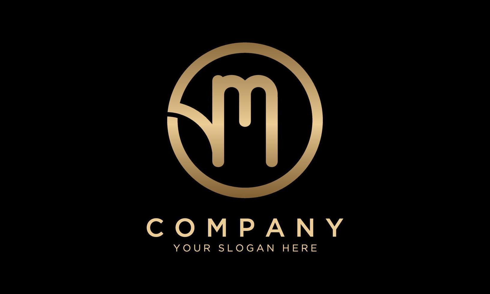 m brief logo met cirkel vorm geven aan. modern uniek creatief m logo ontwerp vector sjabloon. elegant identiteit ontwerp in goud kleur.