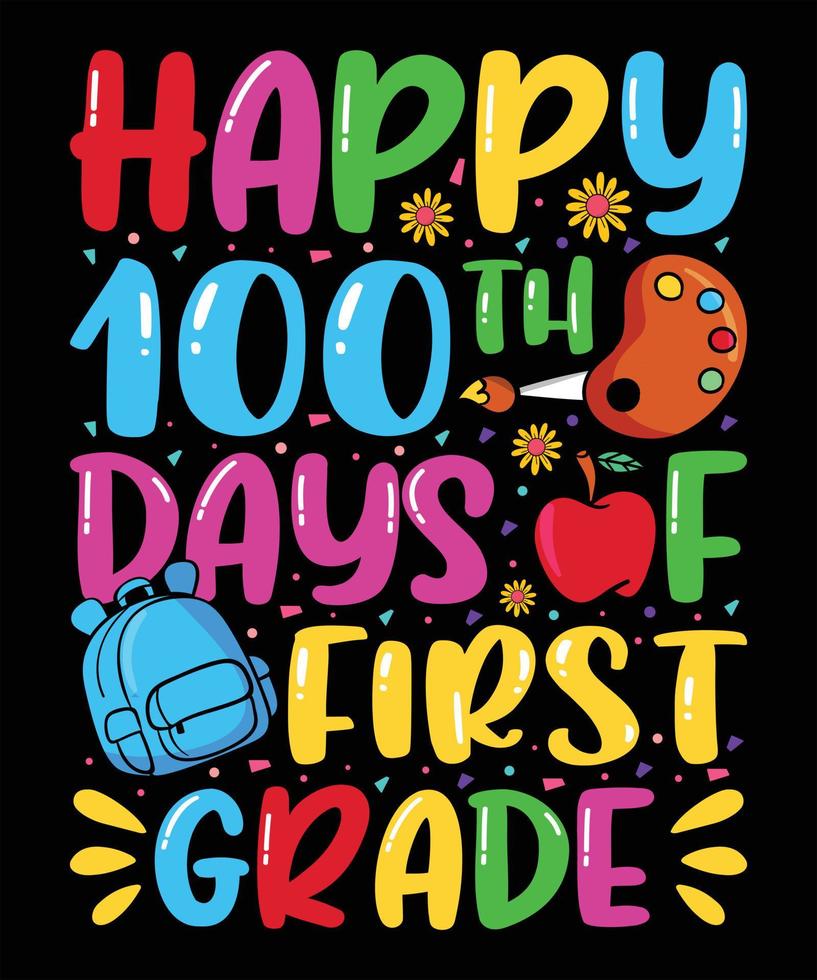 gelukkig 100 dagen van school- voor elementair kinderen, kleuterschool vector