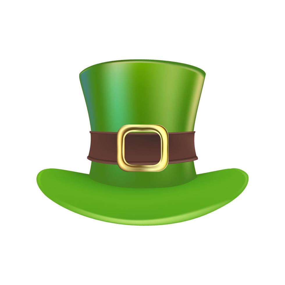 groen elf van Ierse folklore hoed met Klaver st. patrick's dag 3d vector