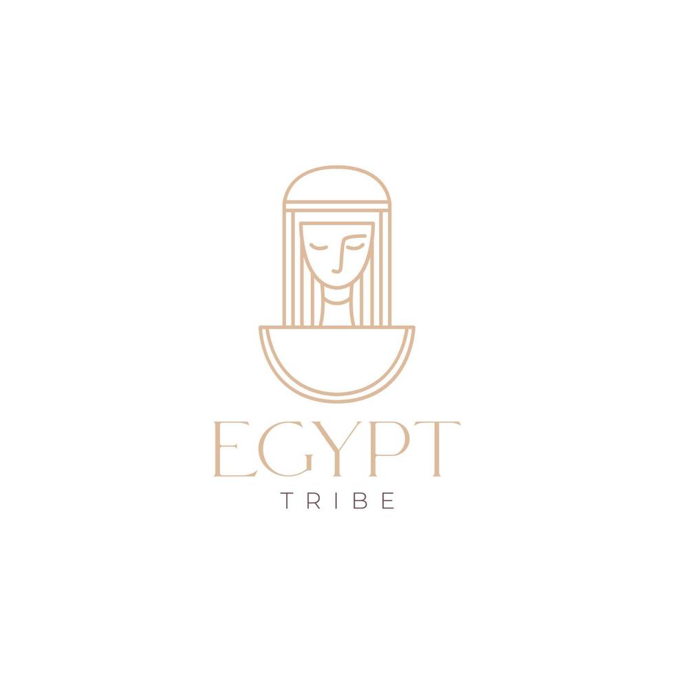 oude schoonheid Dames Egypte minimaal lijn logo ontwerp vector icoon illustratie sjabloon