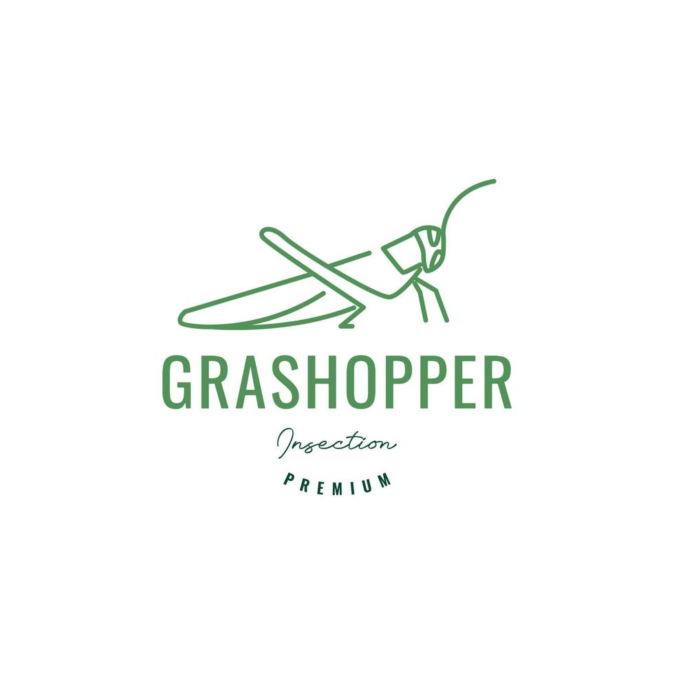 sprinkhaan klaar naar springen gras fabriek dier insect lijn logo ontwerp vector icoon illustratie sjabloon