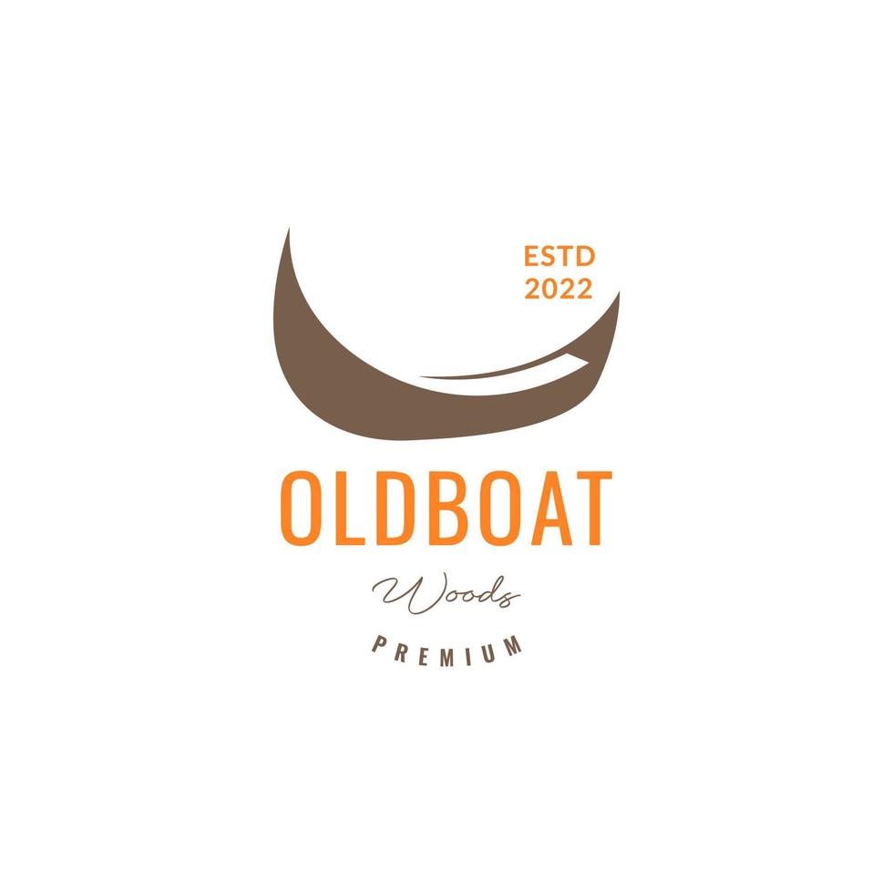 coble boot hout traditioneel vis het zeilen oceaan hipster logo ontwerp vector icoon illustratie sjabloon