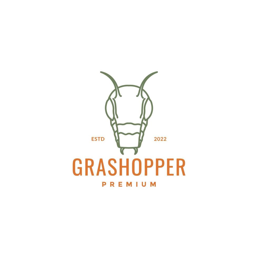 hoofd insect sprinkhaan dier planten gras lijnen logo ontwerp vector icoon illustratie sjabloon