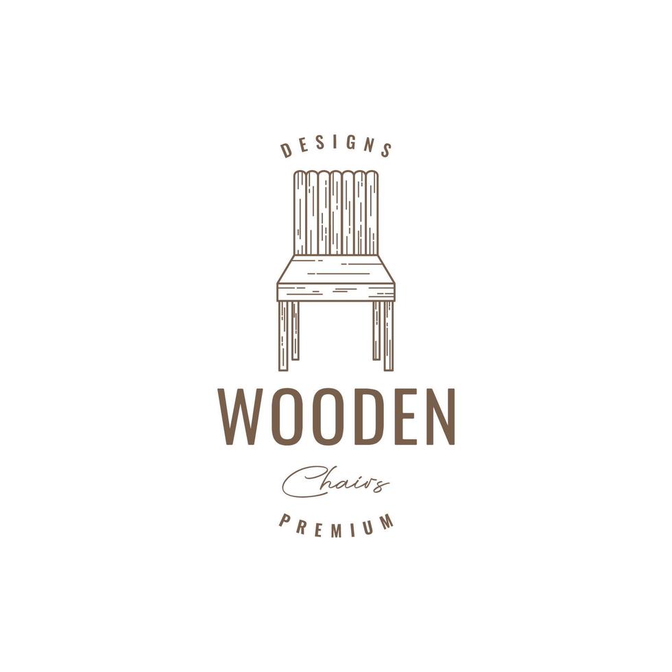 traditioneel stoel hout graveren hipster logo ontwerp vector icoon illustratie sjabloon