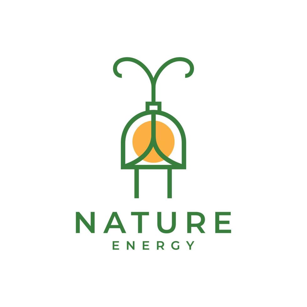 natuur energie plug kabel insect groen logo ontwerp vector icoon illustratie sjabloon