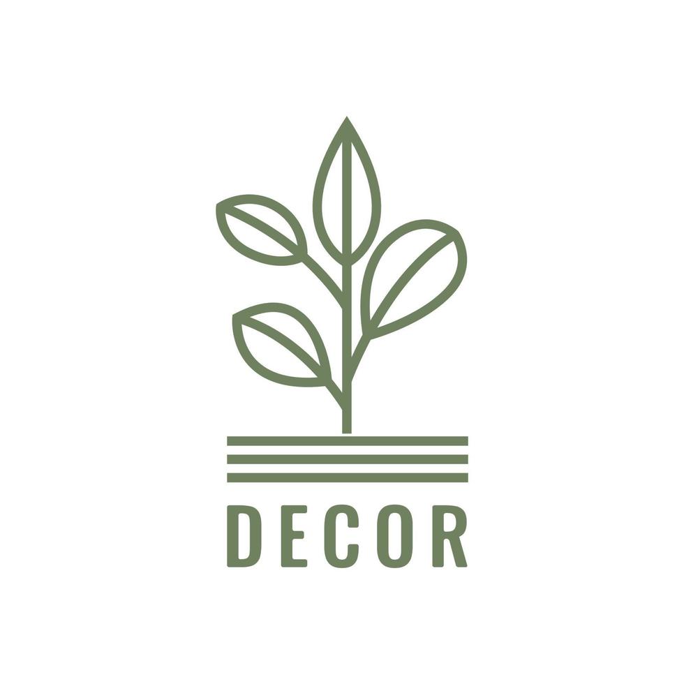 fabriek bladeren decoratie interieur huis minimalistische logo ontwerp vector icoon illustratie sjabloon