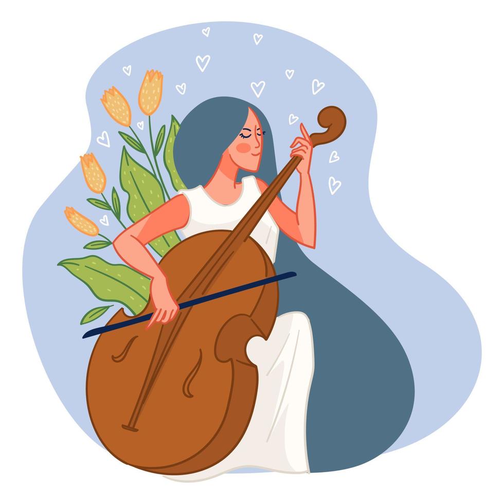 violist vrouw met musical instrument vector
