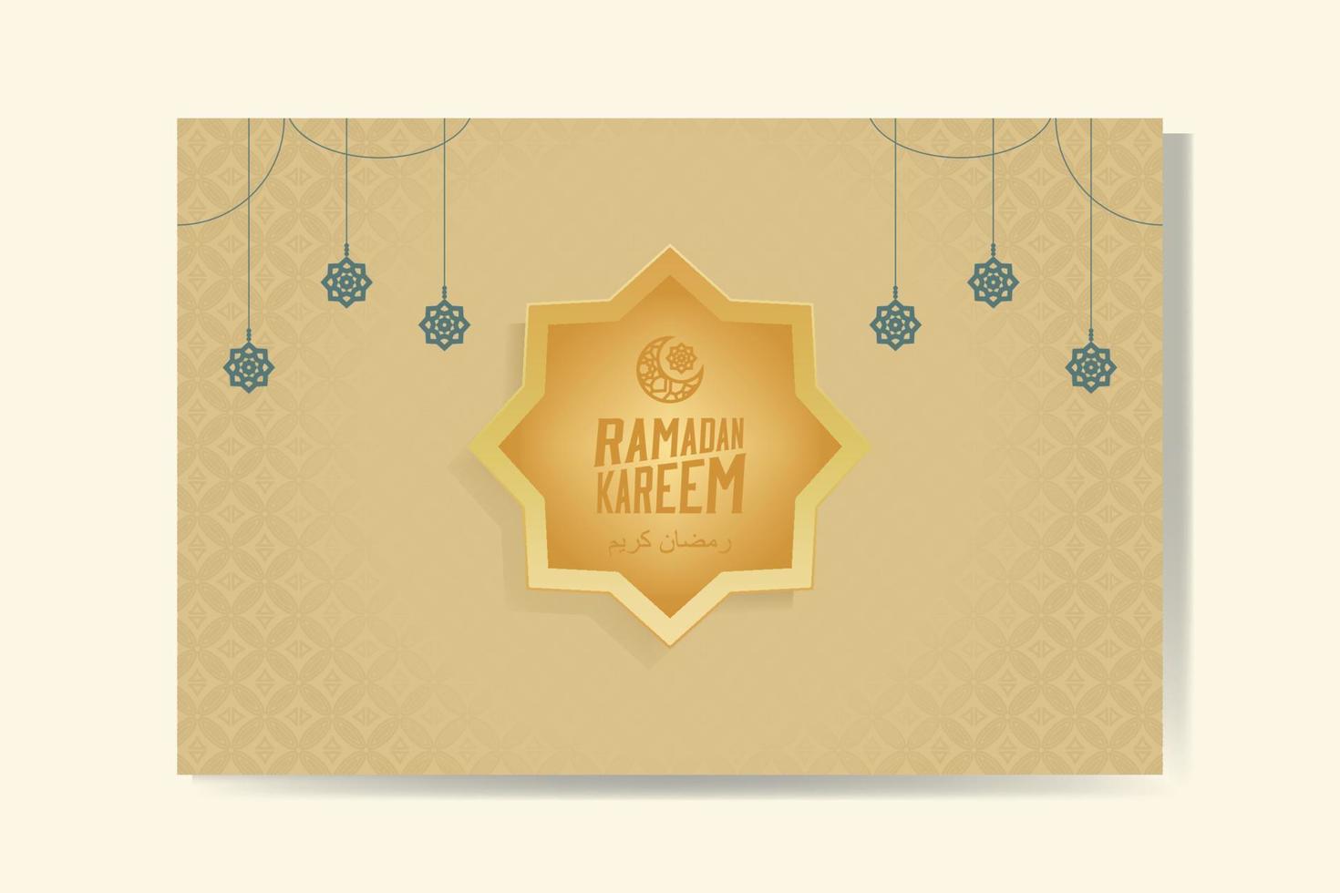 Ramadan kareem groet kaart met goud kleur en silhouet lantaarn Ramadan mubarak. achtergrond vector illustratie.