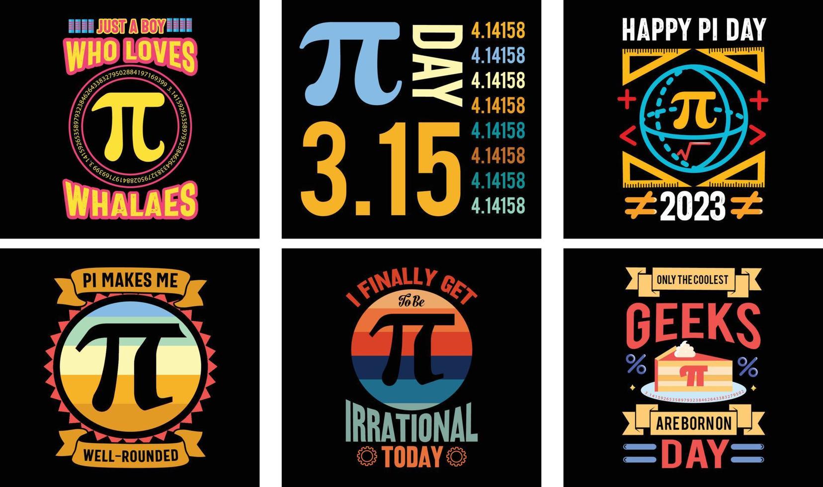 pi dag t-shirt ontwerp bundel. pi t-shirt. wiskunde t overhemd ontwerp. pi dag vector grafiek