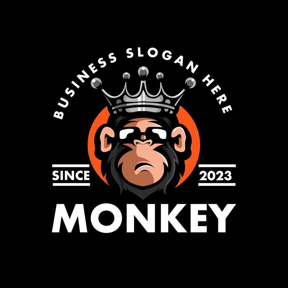 aap koning mascotte logo ontwerp illustratie vector. geek chimpansee vervelend kroon voor bedrijf logos vector