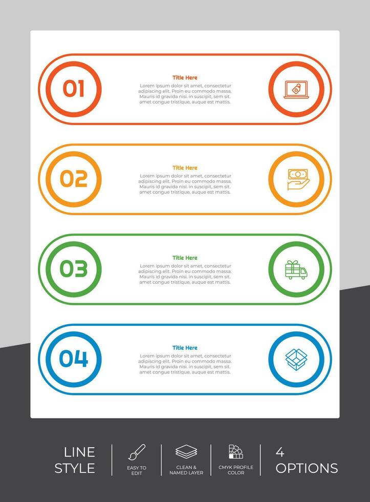 workflow infographic vector ontwerp met 4 stappen en lijn ontwerp. stap infographic kan worden gebruikt voor presentatie, jaar- rapport, en bedrijf doel.