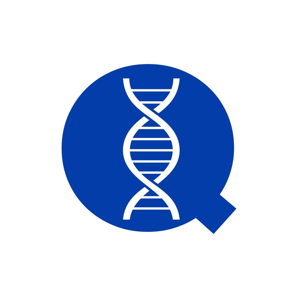 eerste brief q dna logo concept voor biotechnologie, gezondheidszorg en geneeskunde identiteit vector sjabloon