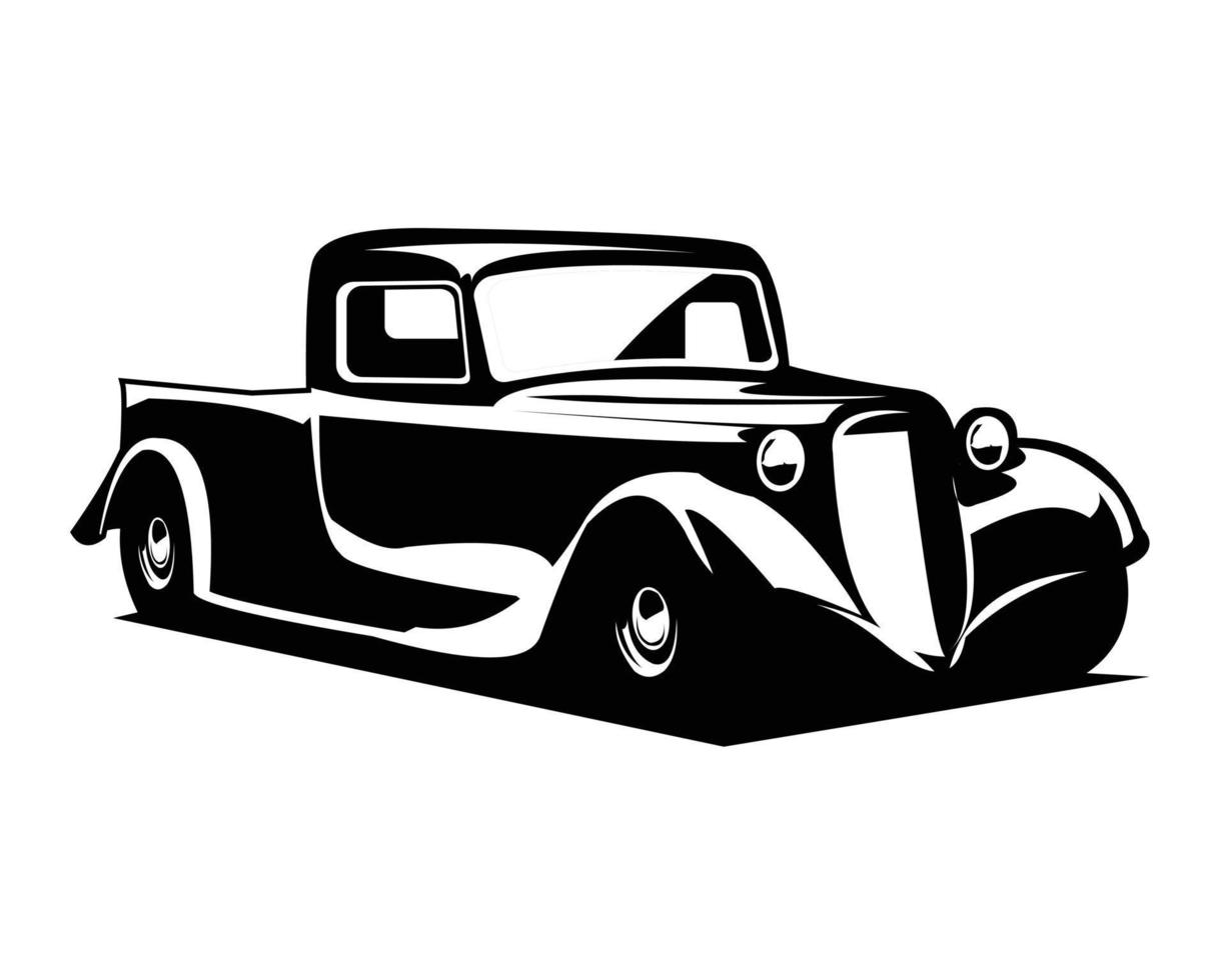 1935 vrachtauto silhouet logo premie ontwerp. geïsoleerd wit achtergrond visie van kant. het beste voor insigne, embleem, icoon, sticker ontwerp, vrachtvervoer industrie. vector