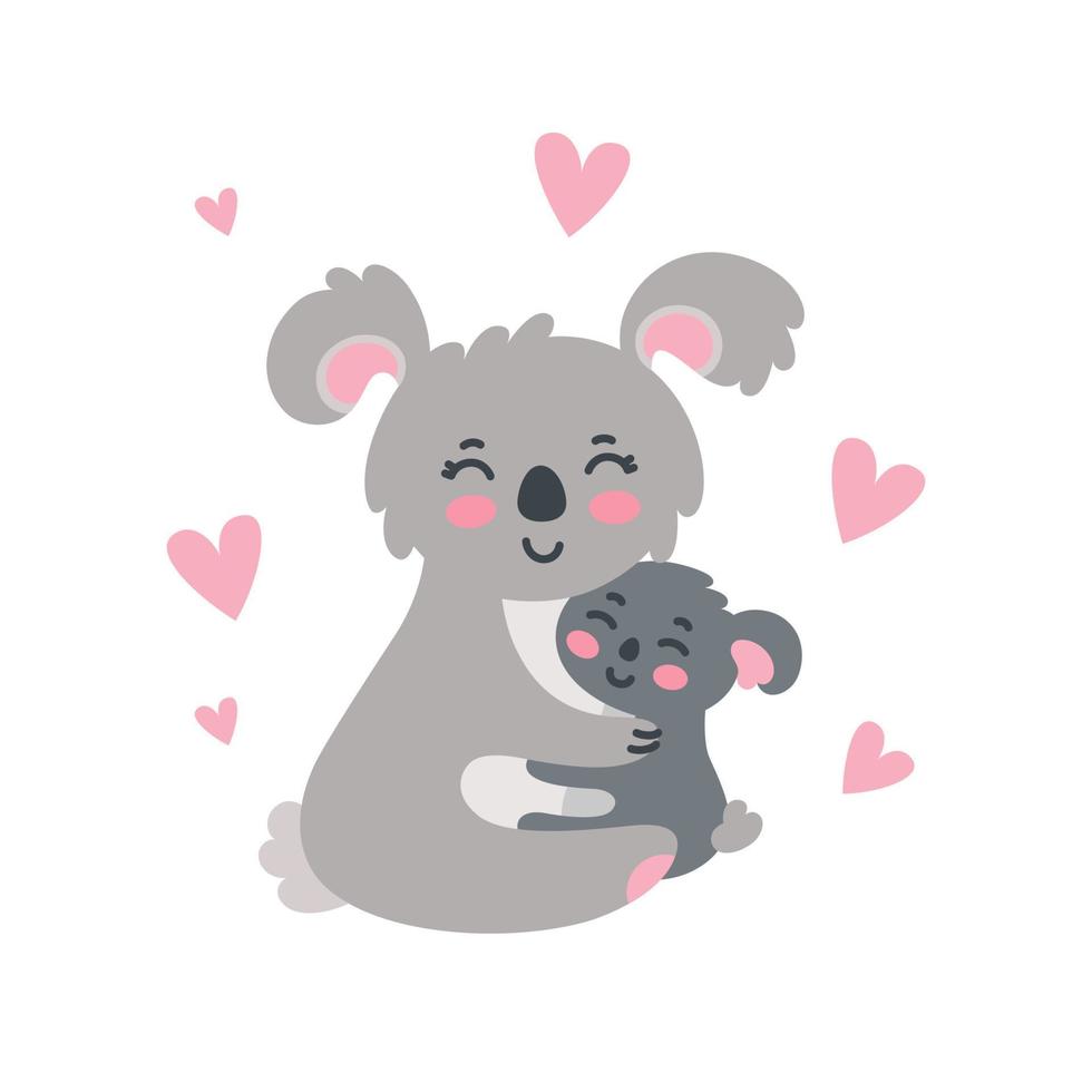 koala familie set. gelukkig ouder en kind knuffelen elk ander. vector illustratie