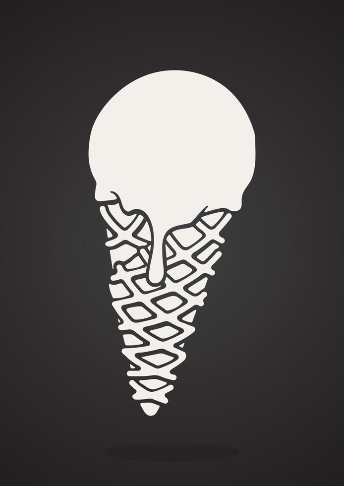 silhouet icoon van bal van ijs room in de wafel ijshoorntje vector