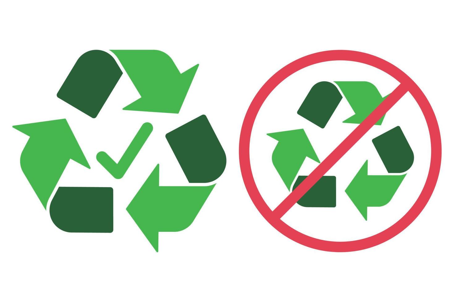 recyclebaar en niet recyclebaar tekens vector