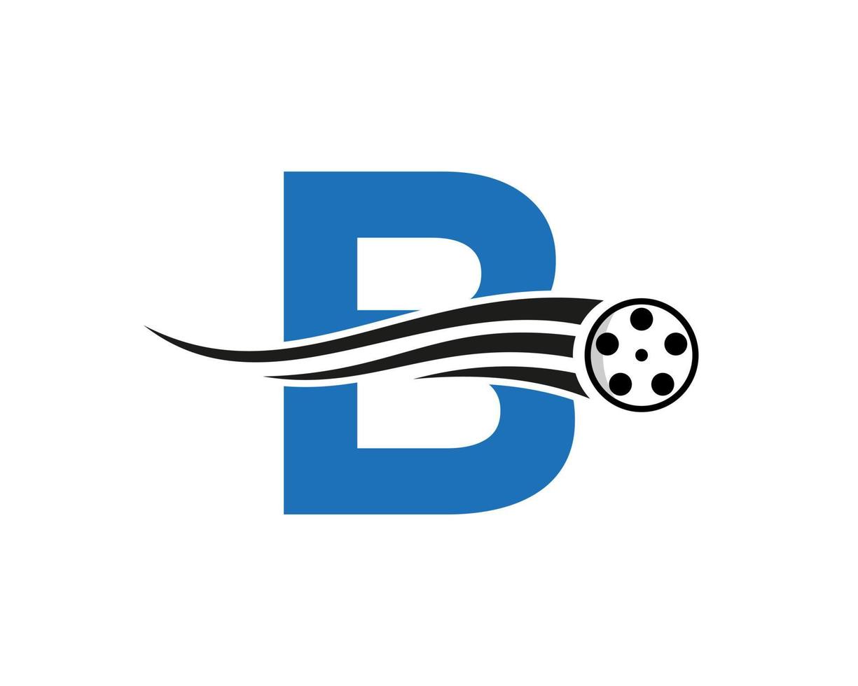 eerste brief b film logo concept met film haspel voor media teken, film regisseur symbool vector sjabloon