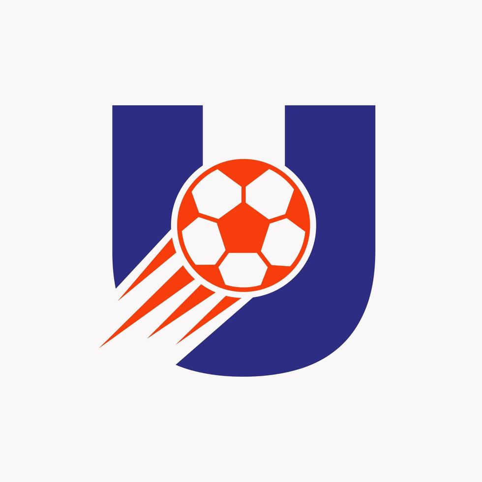 eerste brief u Amerikaans voetbal logo concept met in beweging Amerikaans voetbal icoon. voetbal logotype symbool vector