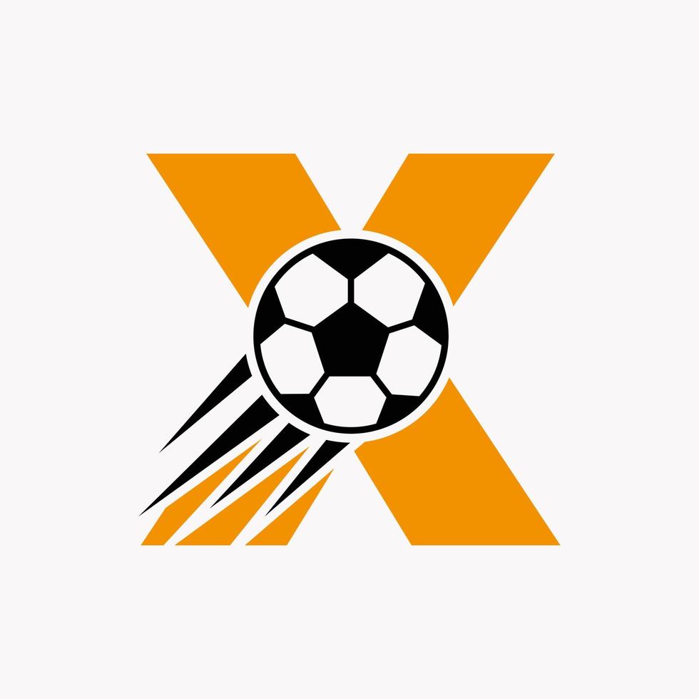 eerste brief X Amerikaans voetbal logo concept met in beweging Amerikaans voetbal icoon. voetbal logotype symbool vector